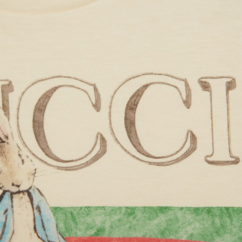 Футболка детская Gucci с мультяшным принтом, кремовый — фото 3
