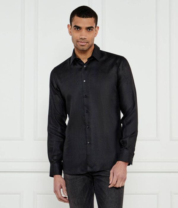

Льняная рубашка Modern fit Karl Lagerfeld, черный