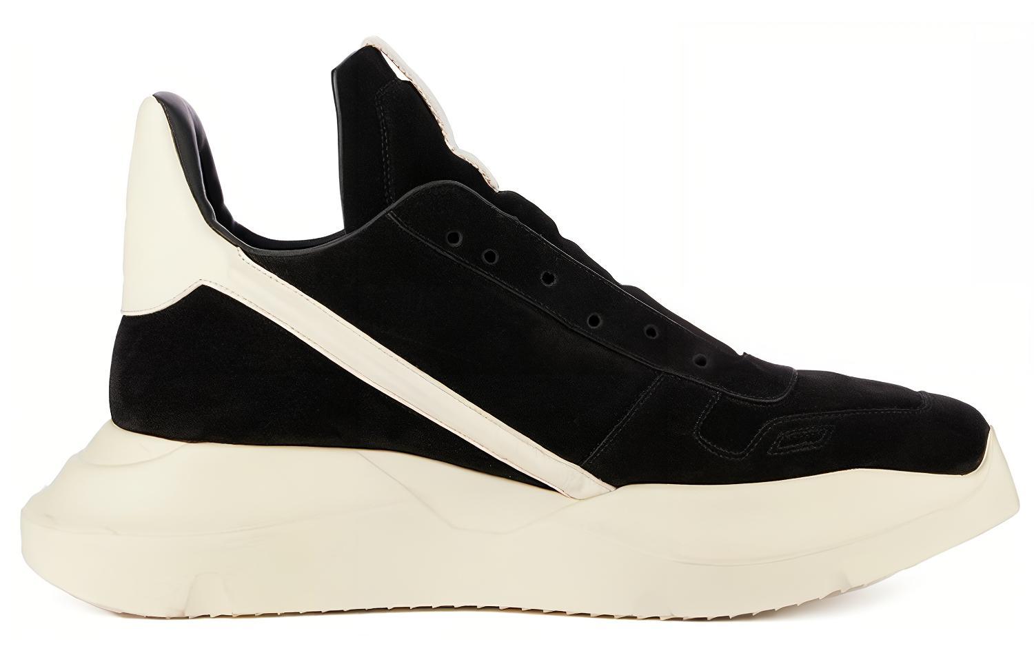 RICK OWENS /RO Кожаные спортивные повседневные кроссовки Geth из коровьей кожи, мужские, черно-белые — фото 3