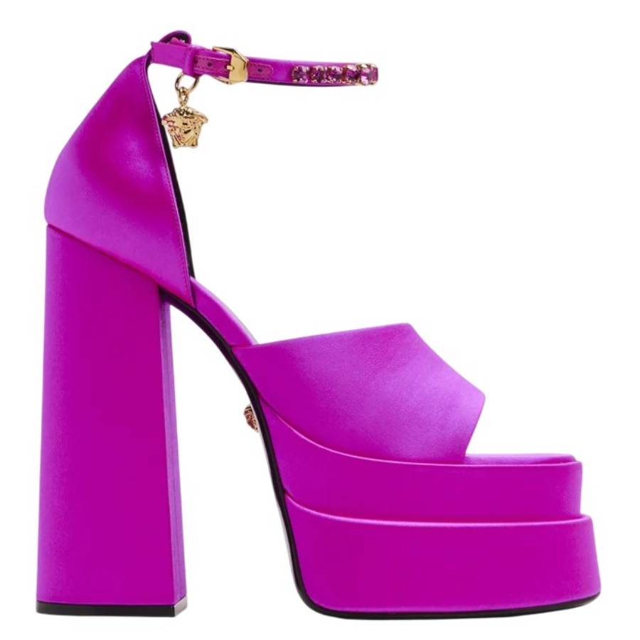 Сандалии на платформе Versace Medusa Aevitas, deep fuxia/versace gold
