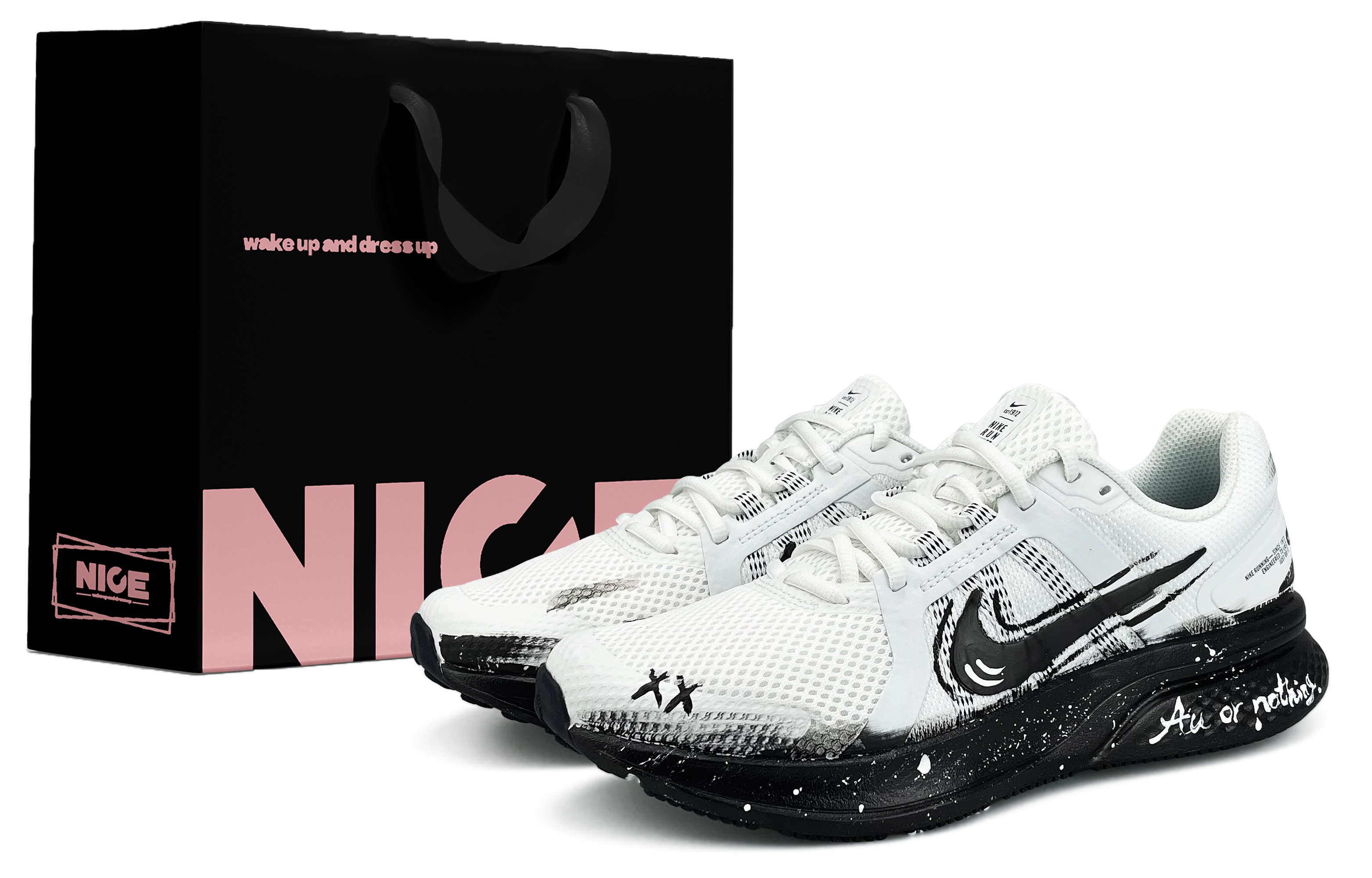 

Nike Run Swift 2 износостойкие, дышащие, легкие, низкие кроссовки для бега, мужские, черно-белые