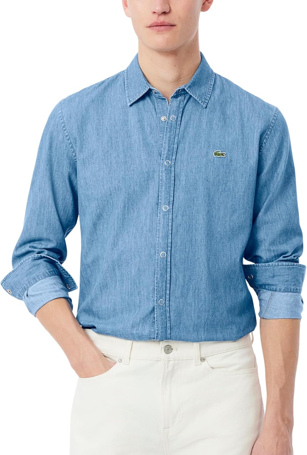 

Lacoste мужская рубашка из денима с длинным рукавом, Regular Fit, коллекция Core, Washed Bleach
