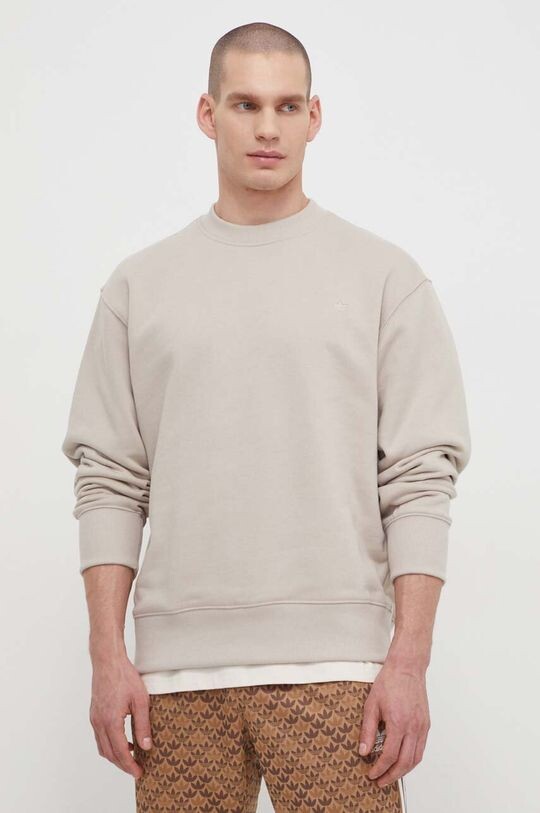 

Хлопковая толстовка Adicolor Contempo French Terry Crew adidas Originals, бежевый