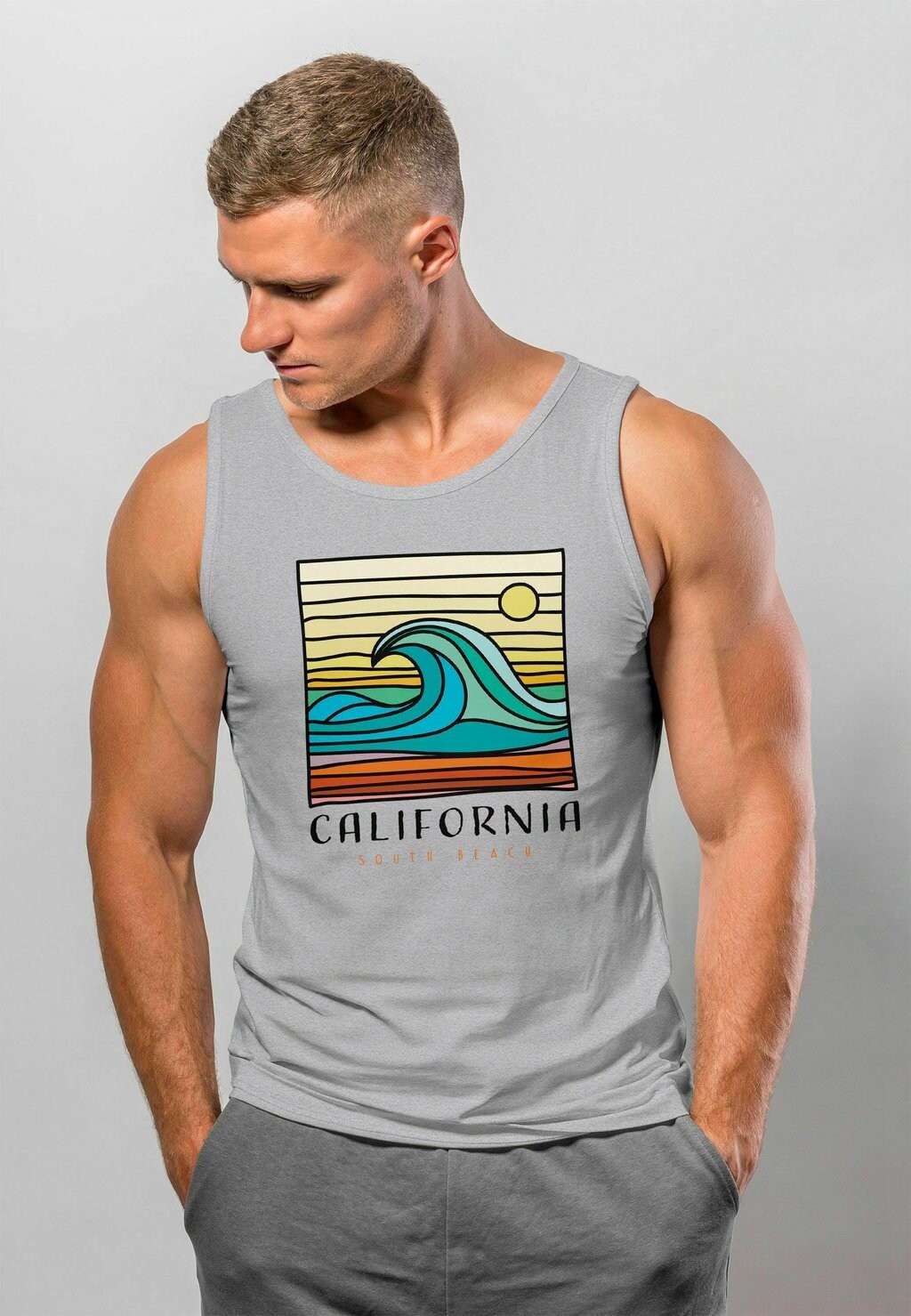 

Топ CALIFORNIA SOUTH BEACH WELLE WAVE SURFING PRINT Neverless, цвет grau