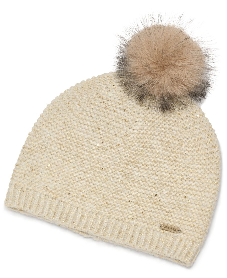 

Набор из двух предметов: шляпка и шарф, украшенные мини-пайетками Calvin Klein, Cream