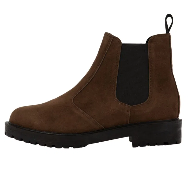 Ботинки челси из замши, DIFFERSHOE, на каблуке 7 см, тёмно-коричневые