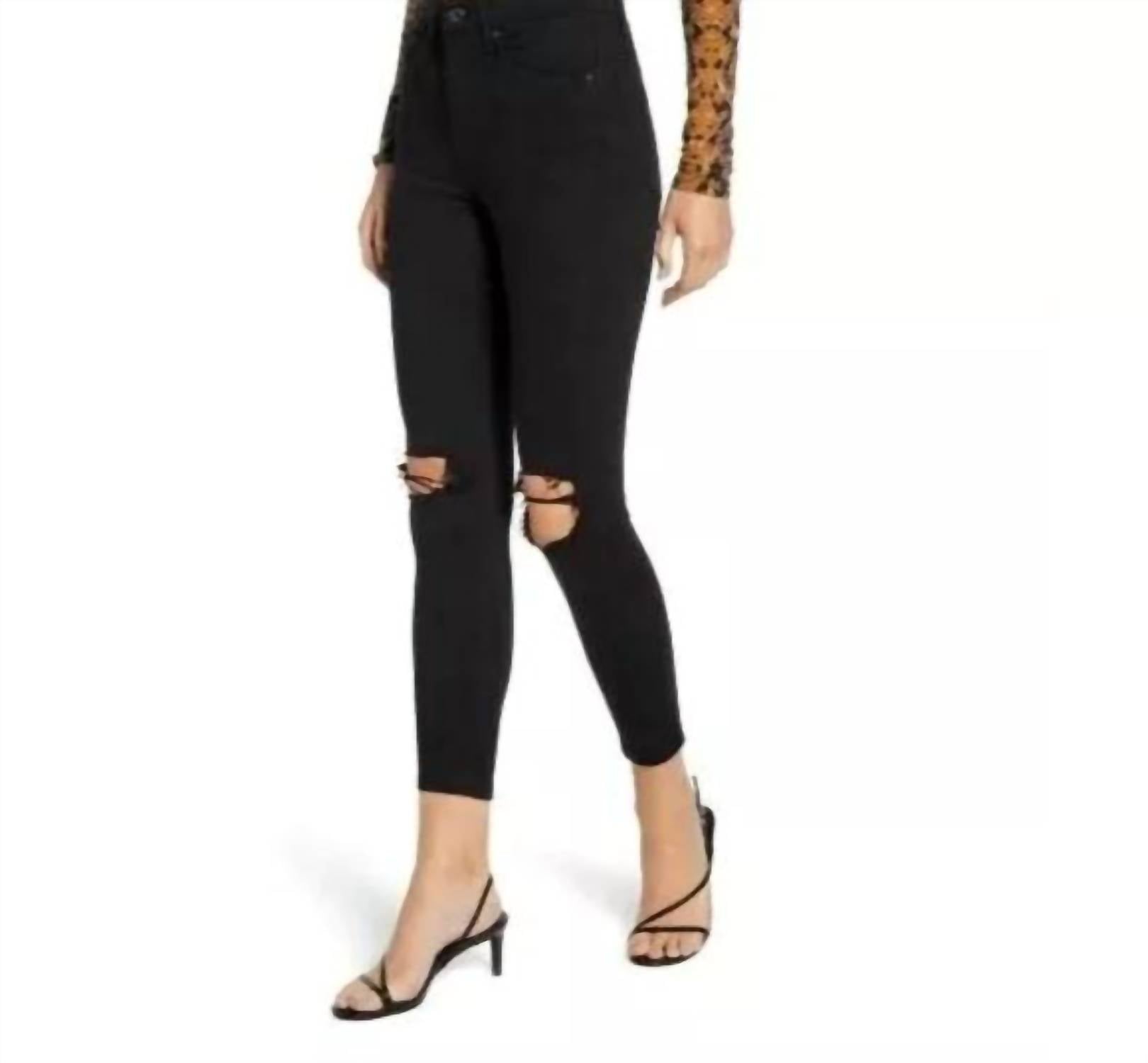 

Джинсы Jamie Stretch Denim Skinny Ripped с высокой посадкой черного цвета Topshop