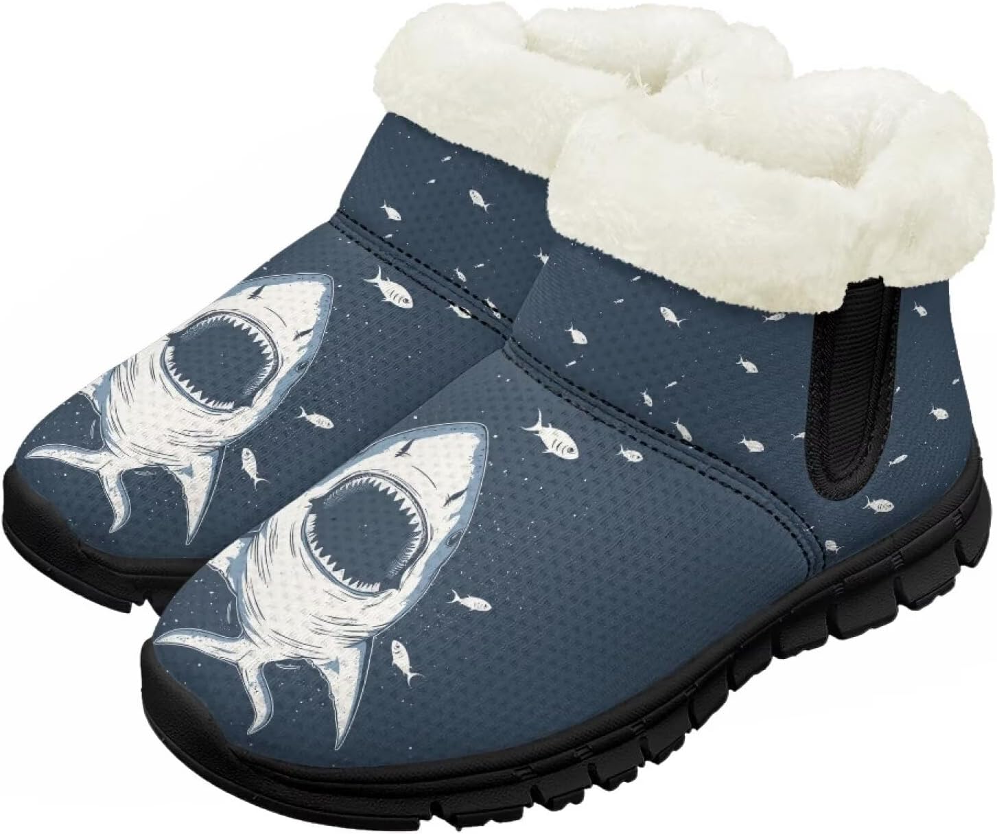 

Детские зимние ботинки для мальчиков и девочек, утепленные высокие кеды с подошвой против скольжения и флисовой подкладкой, пушистые слипоны Chririnla, Shark
