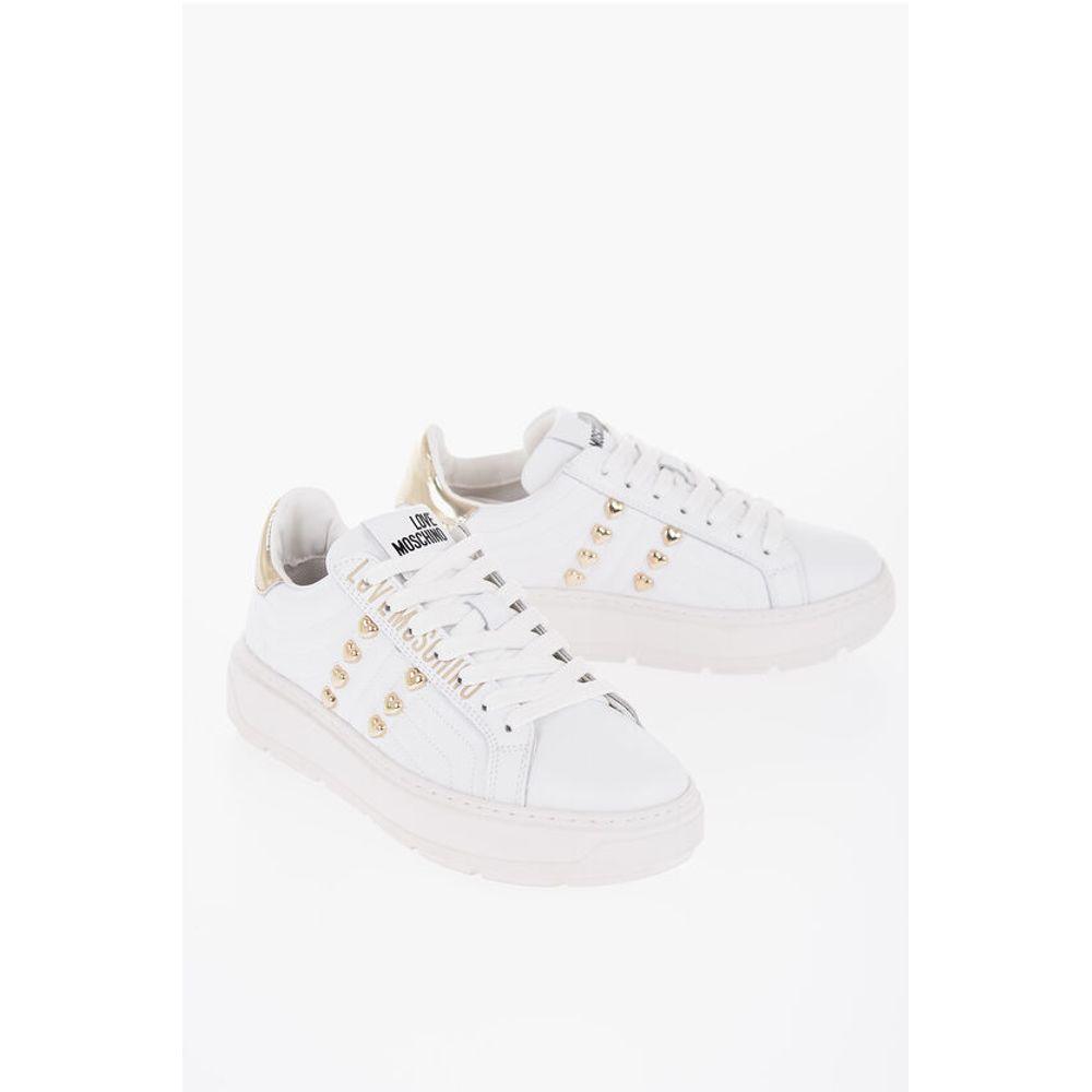 Низкие кеды LOVE из стеганой кожи BOLD40 с золотистым эффектом Moschino, White