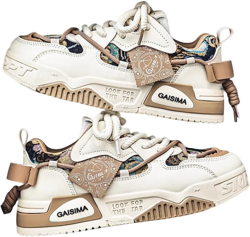 

Мужские кроссовки для скейтборда YHNNH, обувь для скейтборда для мужчин, спортивный повседневный стиль, мужские скейтбордические кроссовки с узором пейсли Generic, коричневый