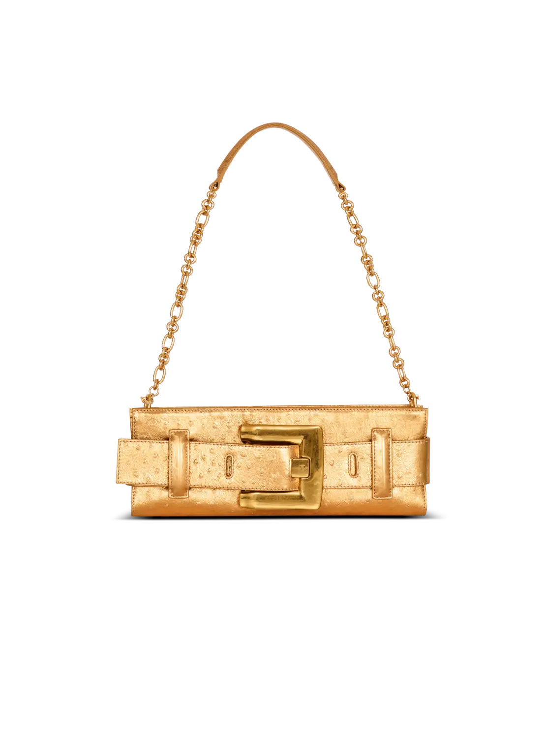 

Клатч Anthem из ламинированной кожи Balmain, золото