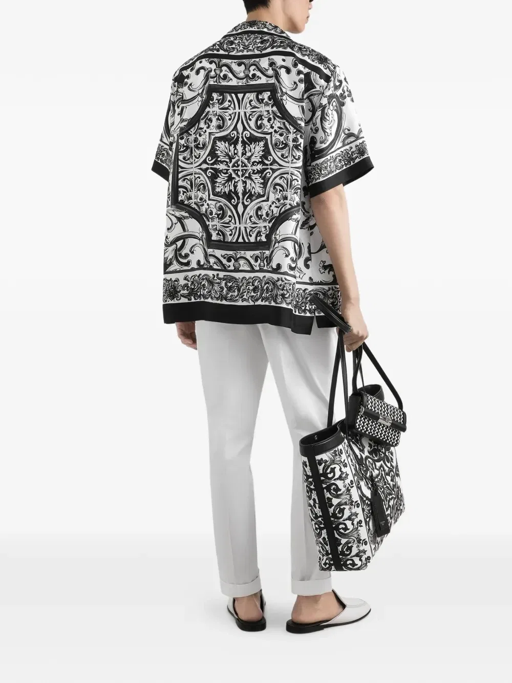 Брюки из хлопкового габардина DOLCE & GABBANA, белый — фото 3