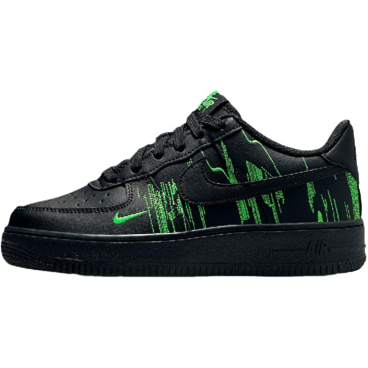 

Nike Кроссовки Air Force 1 Cushioning And Breathable Low top Kids' Skateboarding Shoes Black/Green Teenagers
