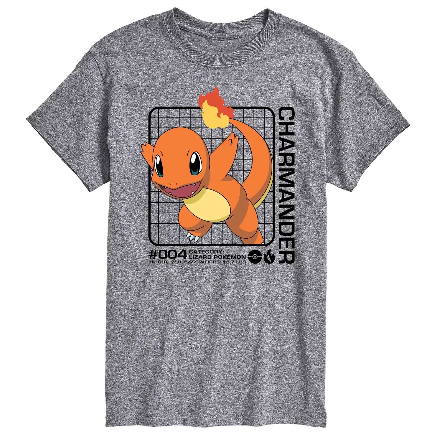 

Мужская футболка с рисунком Pokemon Charmander Stats Licensed Character