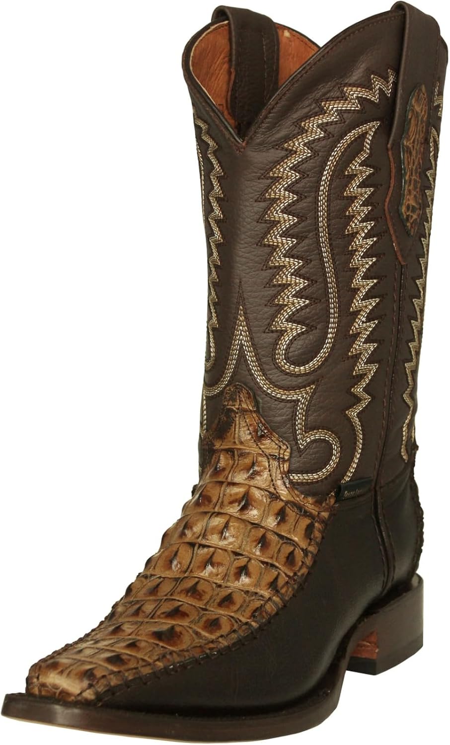 

Мужские ковбойские сапоги Texas Legacy Honey Brown с принтом крокодиловой кожи сзади, квадратный носок