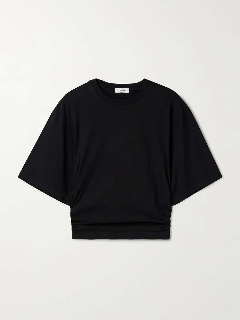 

Футболка Shari из хлопкового джерси с рюшами Agolde, черный