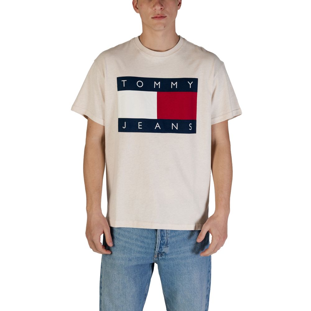 

Бежевая хлопковая футболка Tommy Jeans