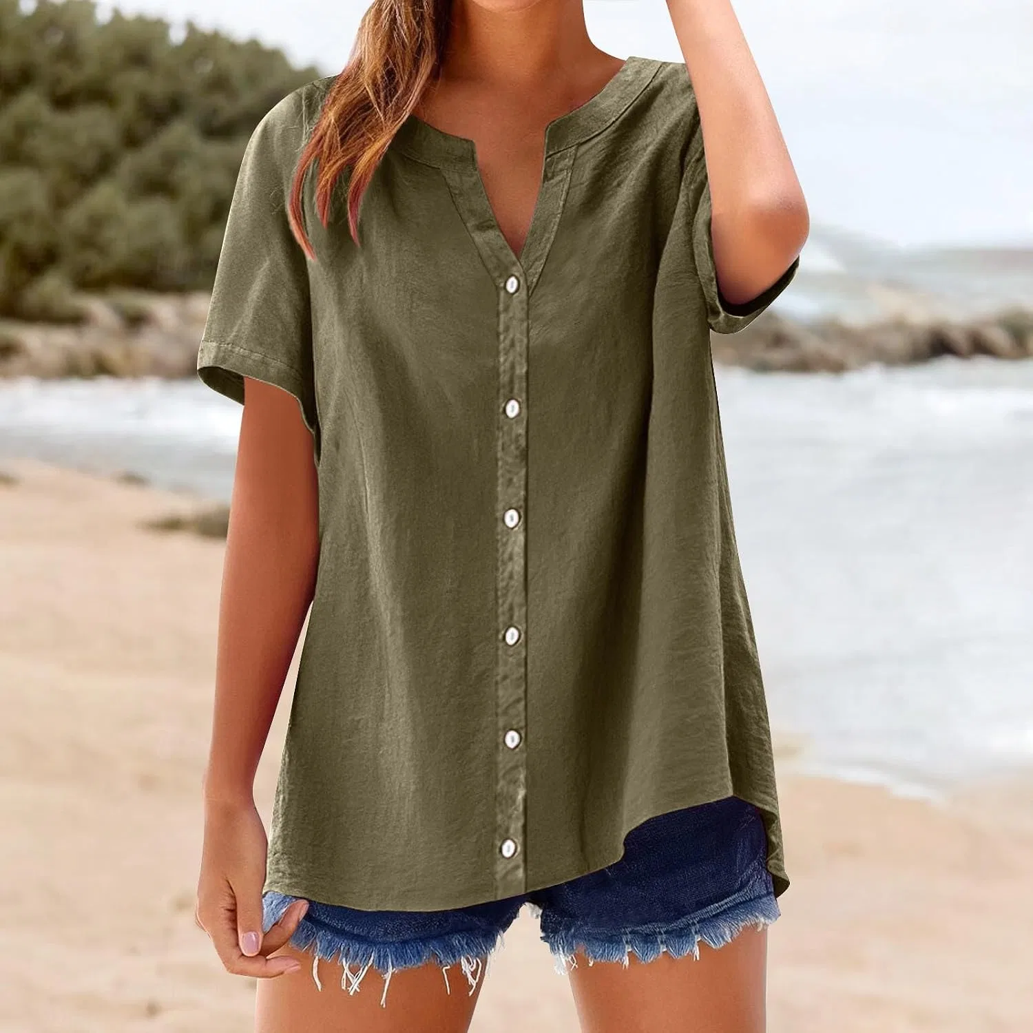 Блуза свободного кроя Loose Button Shirt Top, AG — фото 3