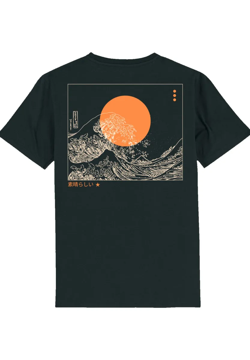 

F4NT4STIC Футболка "Kanagawa Wave Japan Wave", принт, черный