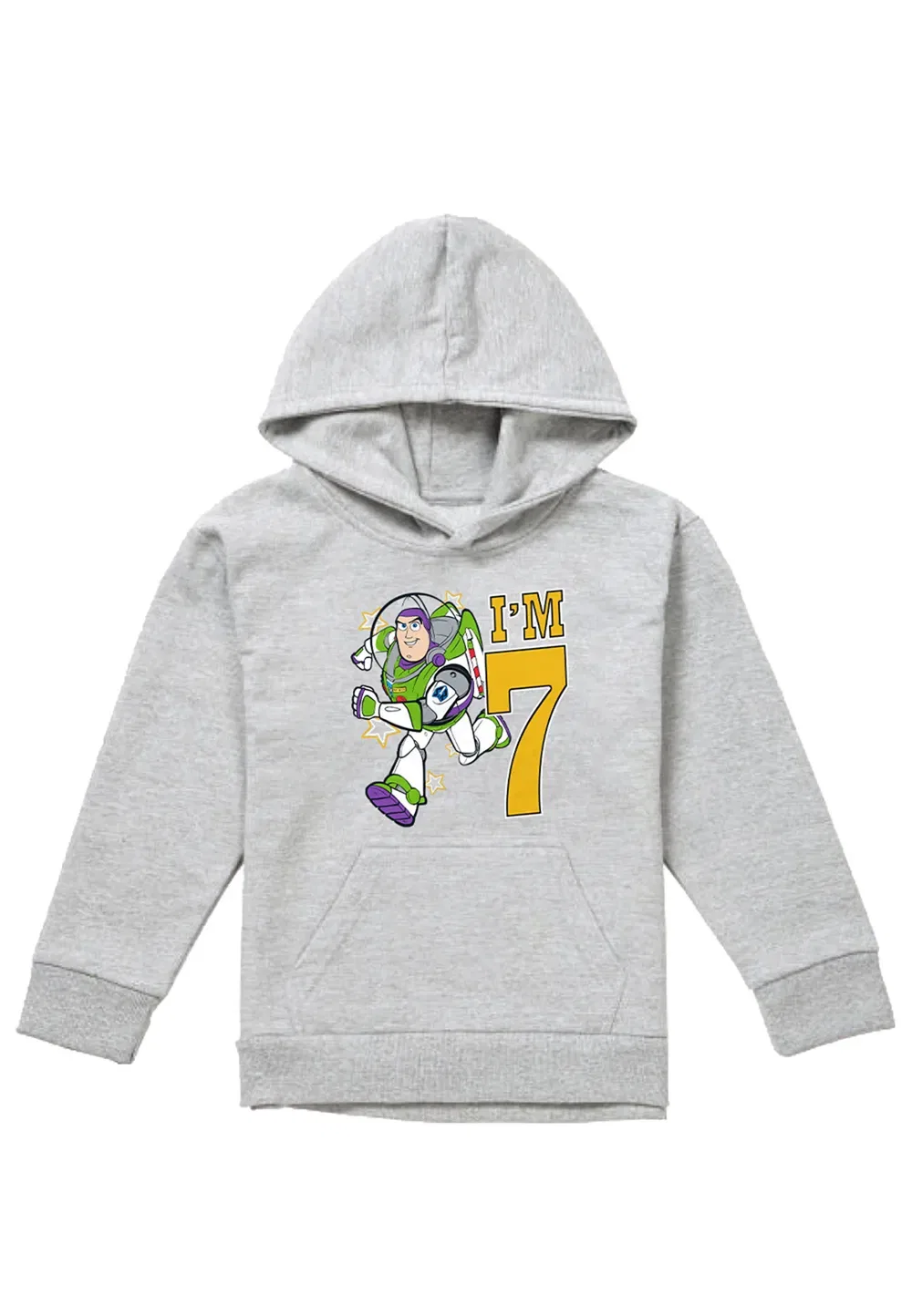 Детская худи Toy Story Birthday Buzz I'M 7, Disney, серый