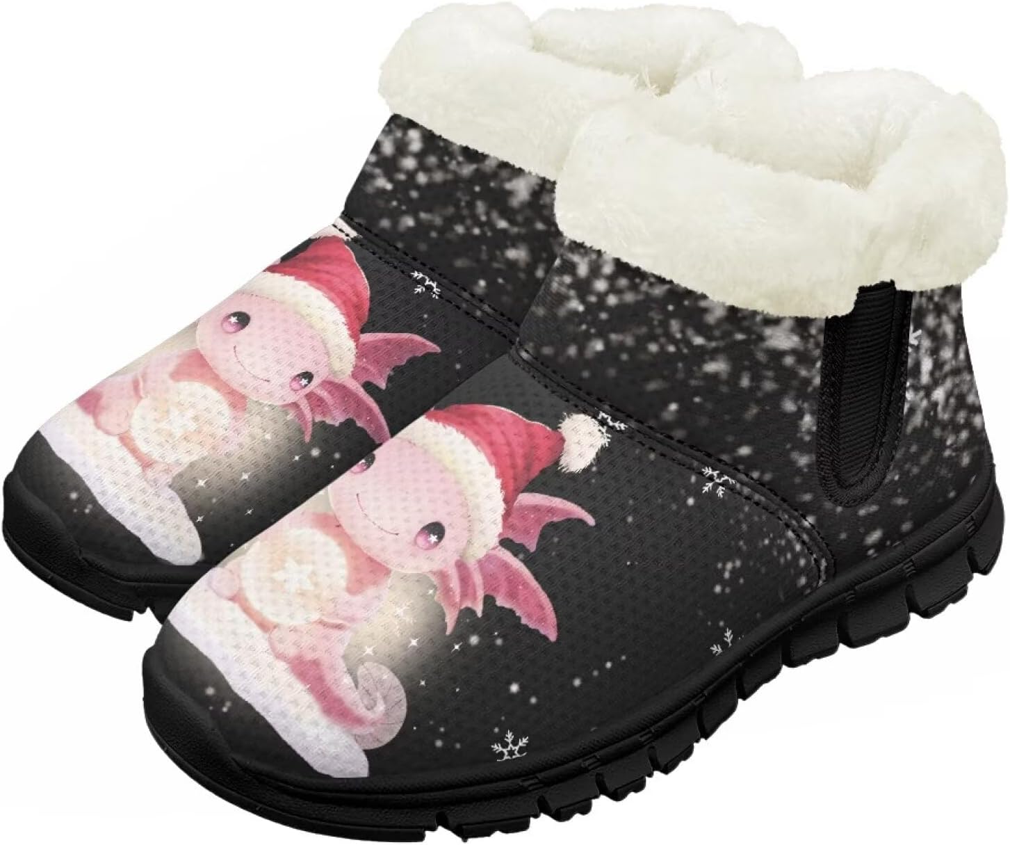 

Зимние ботинки для малышей для мальчиков и девочек, утепленные и очень легкие с плюшевой подкладкой и подошвой с противоскользящим эффектом Chririnla, Christmas Axolotl