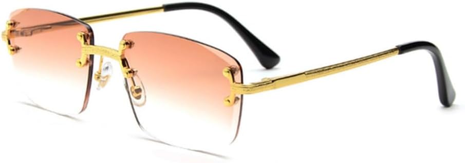 

Мужские солнцезащитные очки в безободковой металлической оправе с градиентным покрытием, в стиле панк, женские очки, маленькие прямоугольные солнцезащитные очки для вождения с защитой от УФ-излучения UV400 WNCKSQ, C08