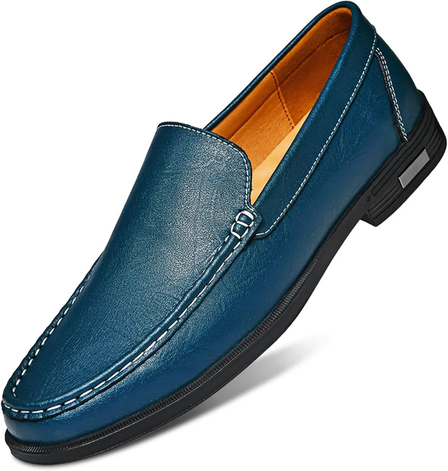 

Мужские лоферы из натуральной кожи без шнурков, повседневные, с перфорацией для вентиляции, комфортные, мягкая подошва, плоские, для вождения и повседневной носки XOEKD, синий