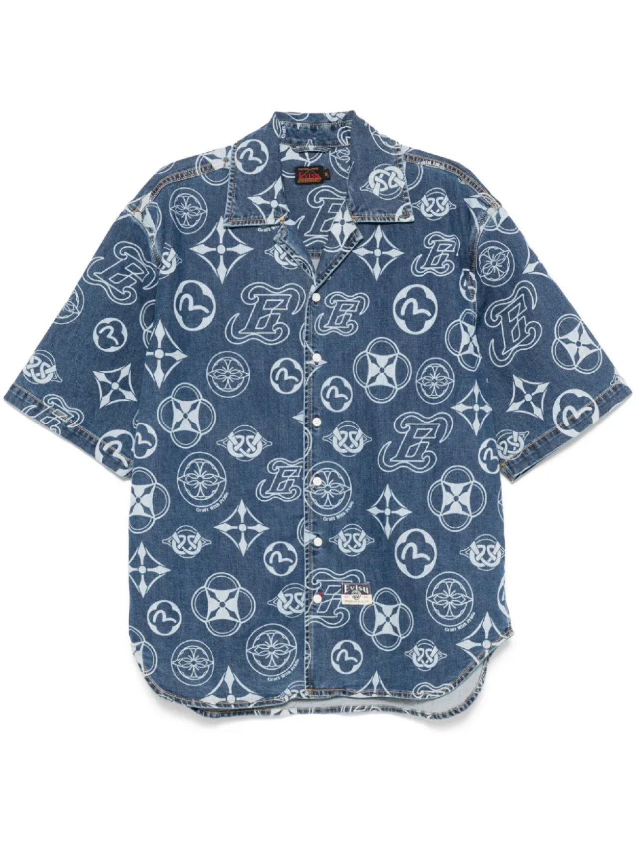 

Джинсовая рубашка с монограммой EVISU, синий
