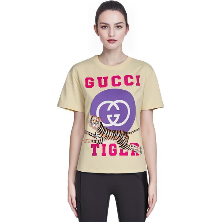 Футболка женская светло-желтая GUCCI — фото 3
