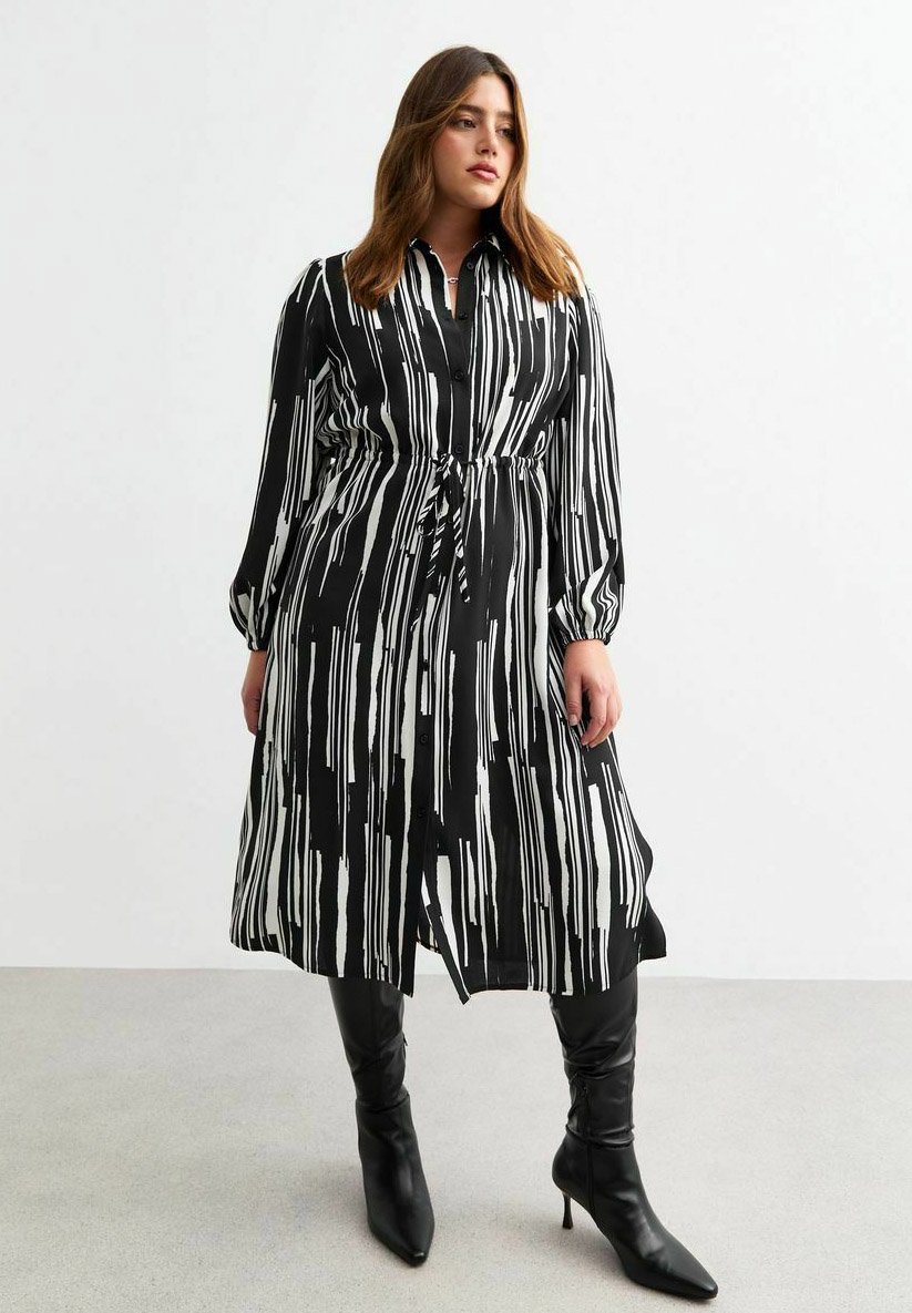 

Платье-рубашка CURVES STRIPED MIDI New Look Curves, черный