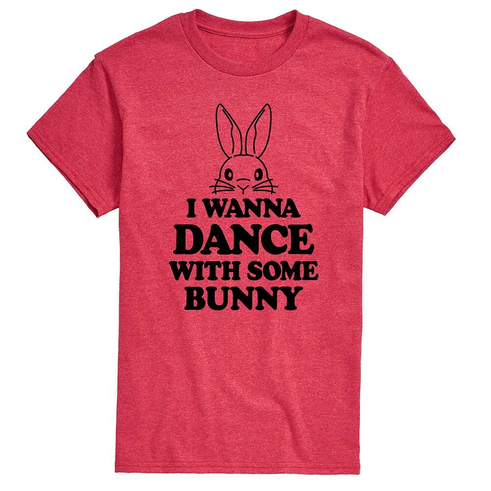 

Мужская футболка с рисунком I Wanna Dance With Some Bunny Licensed Character, цвет Heather Red