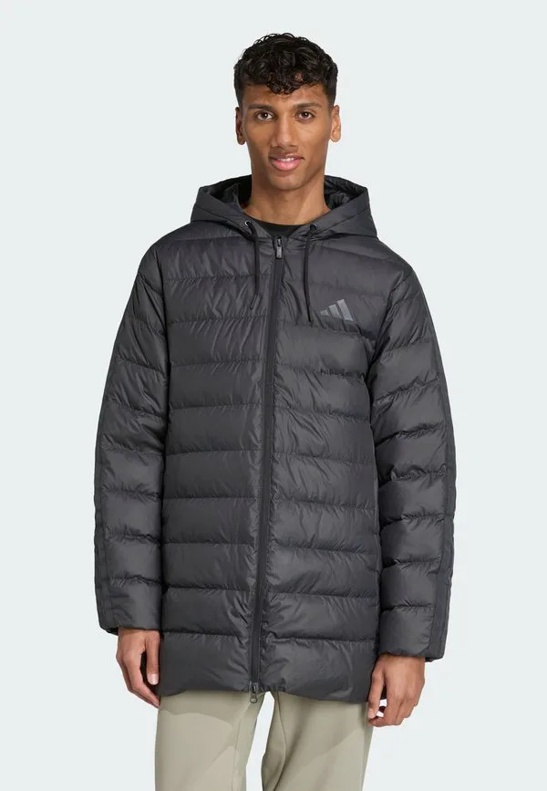Пуховое пальто essentials climawarm с тремя полосками и капюшоном Adidas Sportswear, Black