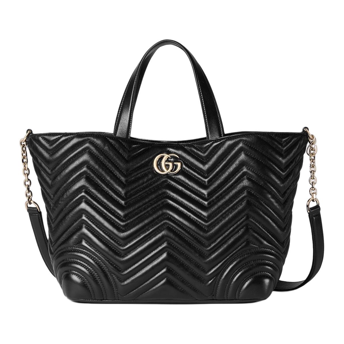 

GUCCI Сумка-шоппер из овчины Marmont среднего размера женская черная