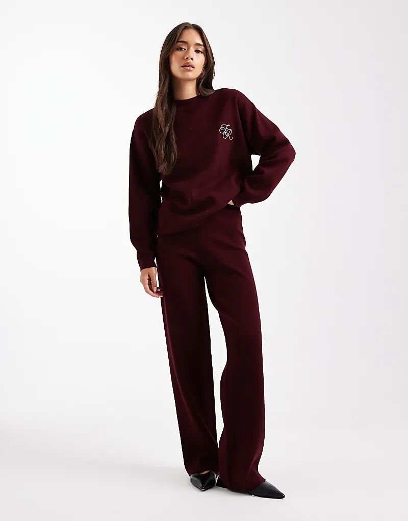 

Комбинируемые трикотажные брюки с высокой талией и широкими штанинами 4th & Reckless бордового цвета