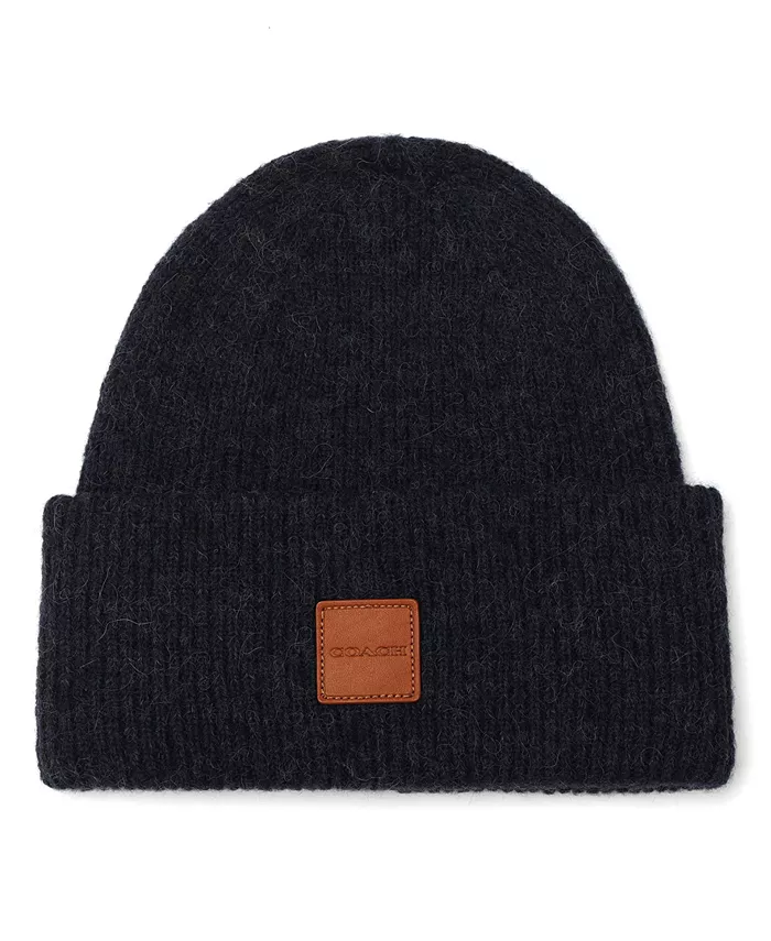 

Мужская боб-шапка с кожаной нашивкой Coach, синий