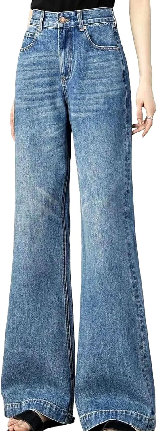 

Женские джинсы с высокой талией свободного кроя на резинке