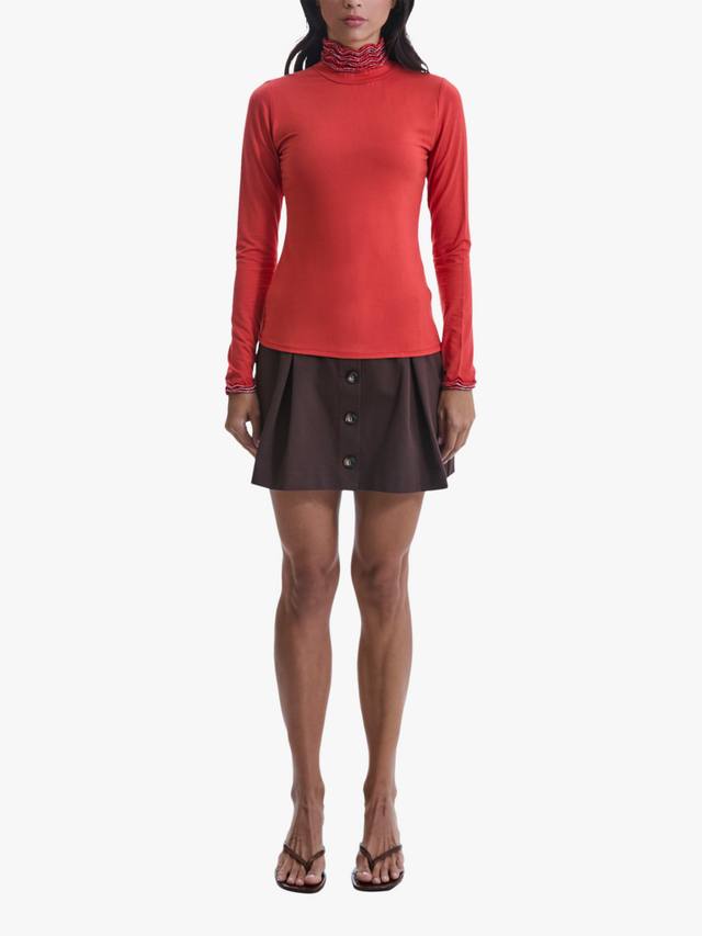 

Топ с длинными рукавами и воротником-поло с рюшами James Lakeland, Orange