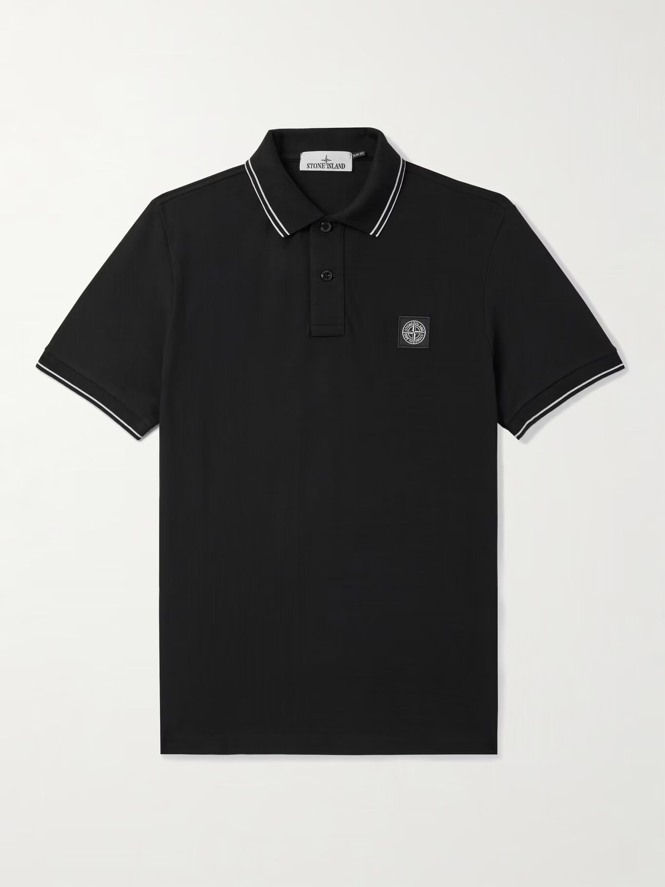 

Рубашка-поло из хлопкового пике с аппликацией логотипа STONE ISLAND, черный