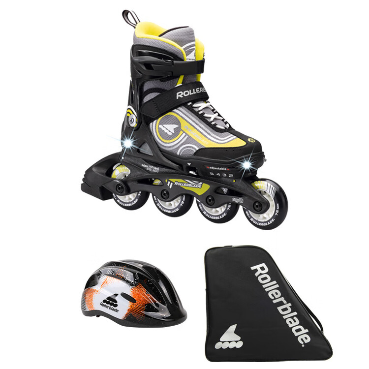 

RollerBlade Детские роликовые коньки для начинающих, полный набор, черно-желтые, размер L (36.5-40.5)