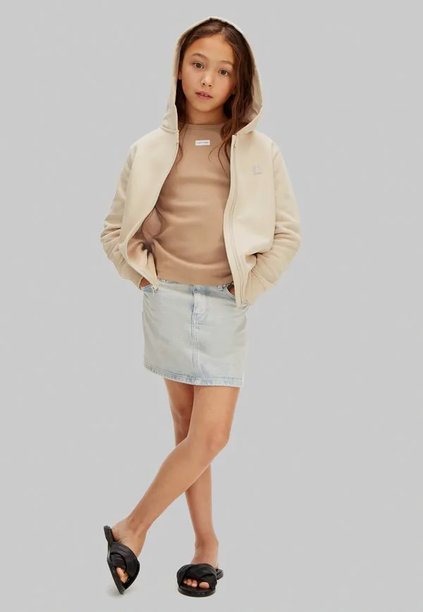 Худи на молнии с мини-значком, унисекс, на молнии. Calvin Klein Jeans, Sand — фото 2