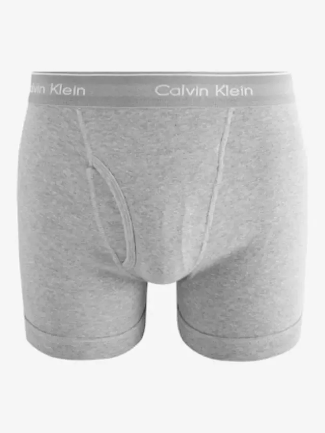 Хлопковые боксерские трусы с логотипом на поясе, черно-серо-белый Calvin Klein — фото 3