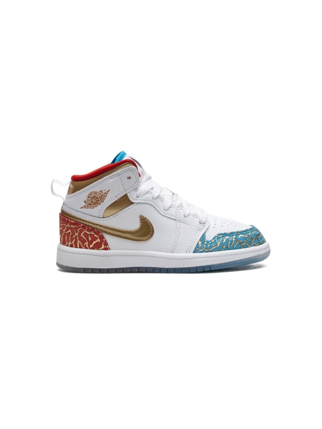 Кроссовки Air Jordan 1 Mid UNC to CHI Jordan Kids, белый — фото 2