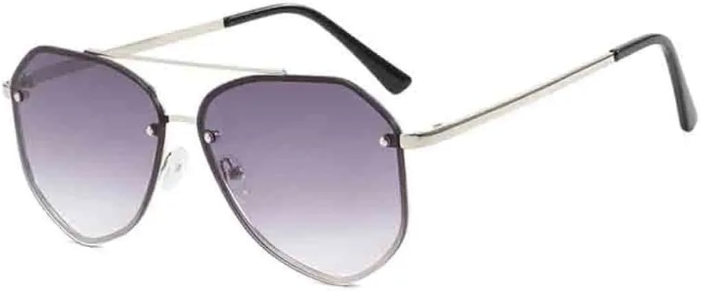 

Модные солнцезащитные очки для женщин и мужчин в стиле ретро с двойной перемычкой, металлической оправой, дорожные очки с защитой от УФ-излучения UV400 VVTWSSW, Silver Gradient Gray