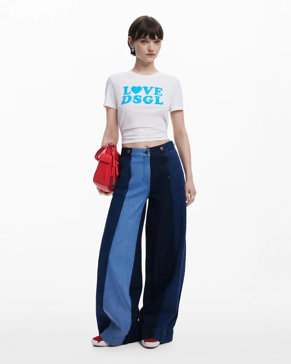 

Женские ковбойские брюки с панелями и расклешенными штанинами Desigual, синий