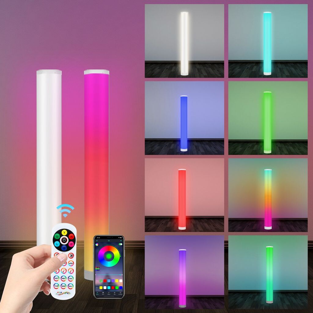 

Торшер Yakimz LED 2шт, торшер световой колонны 6Вт, 104см, торшер RGB, атмосферная лампа с регулируемой яркостью, торшер угловой, пульт дистанционного управления