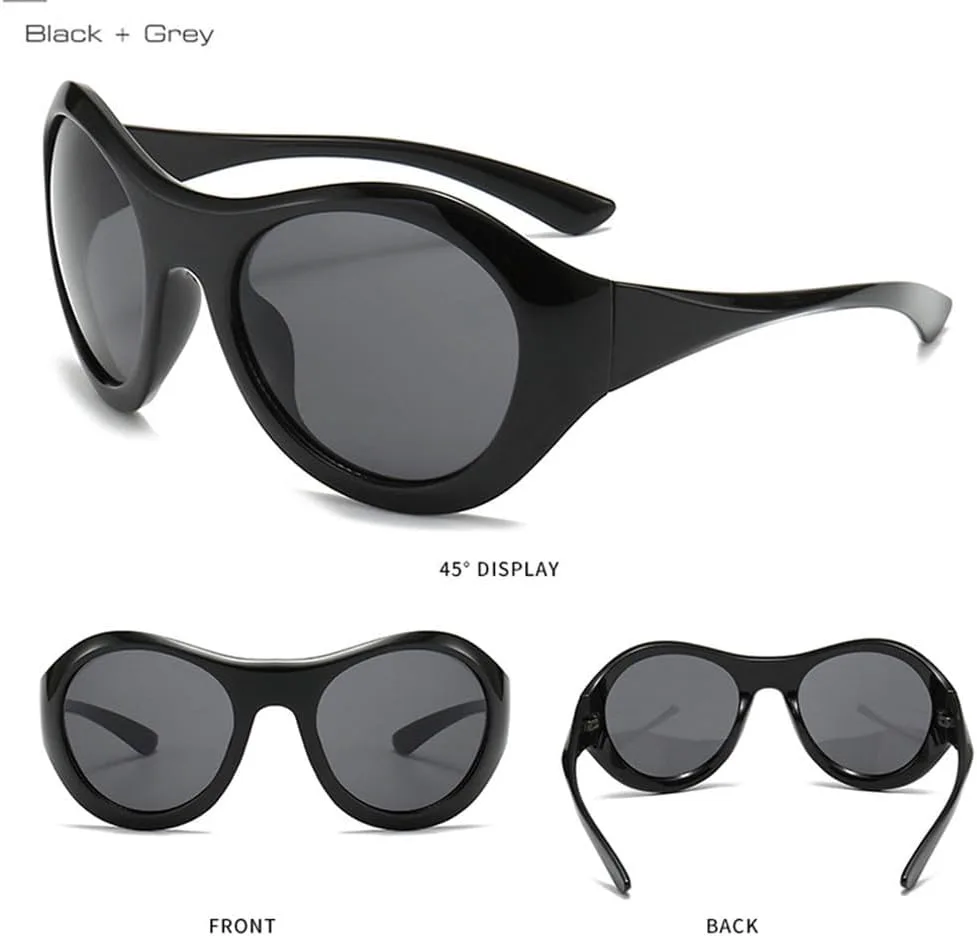 

Большие овальные солнцезащитные очки для женщин, в стиле панк, для мужчин, для занятий спортом на открытом воздухе, солнцезащитные очки UV400 generic, White Gray