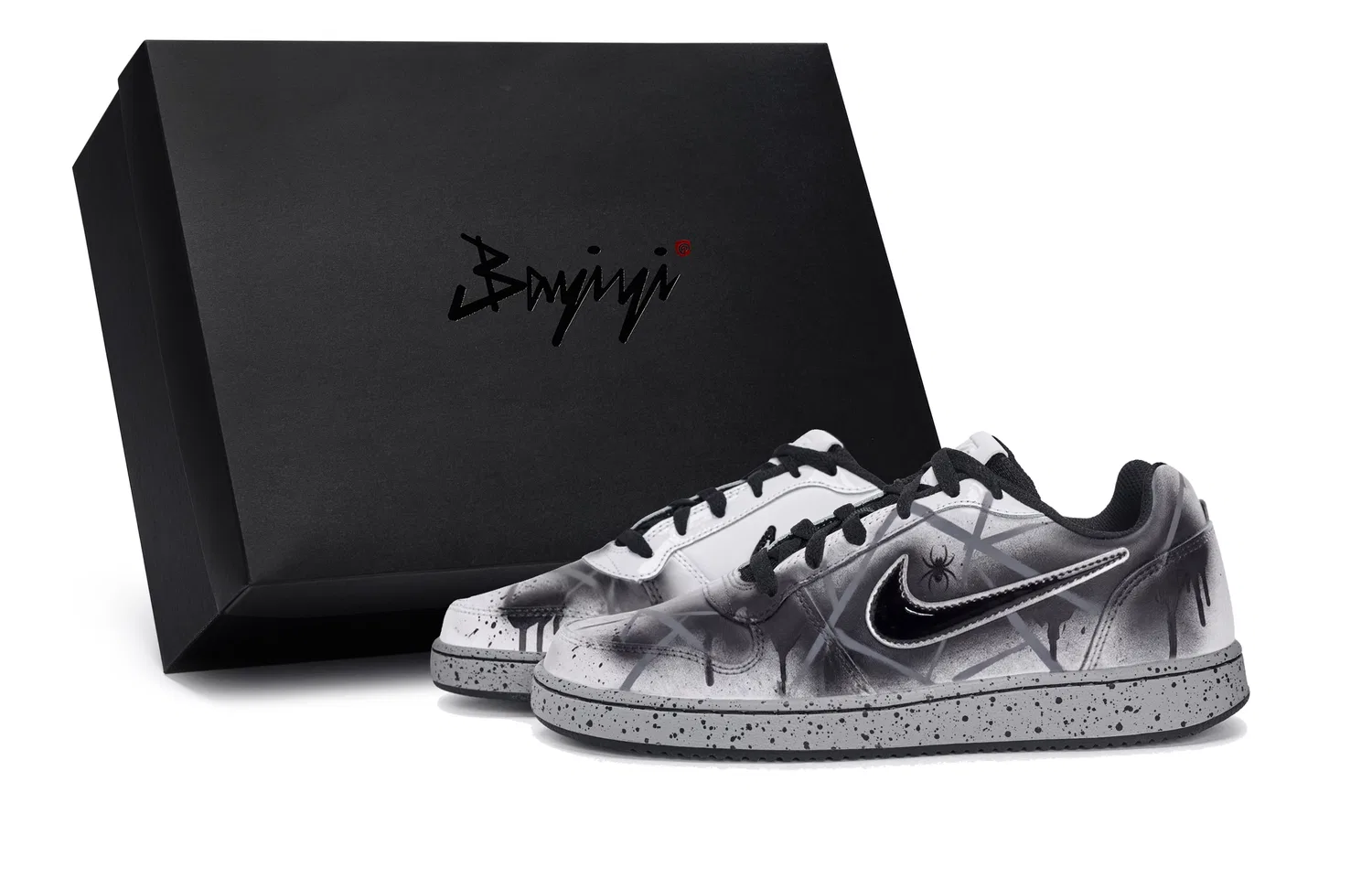 Кроссовки скейтбординговые с паутиной Nike Black White Silver