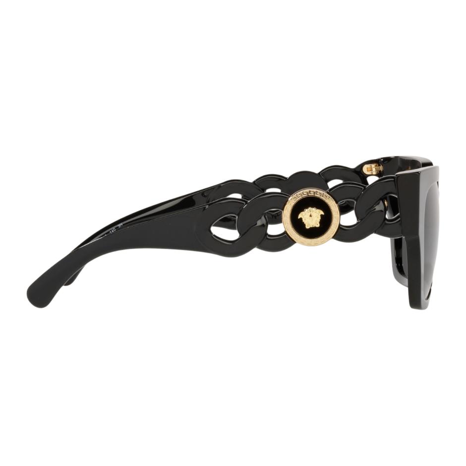 VERSACE Пластиковые квадратные солнцезащитные очки женские черные, Black — фото 4
