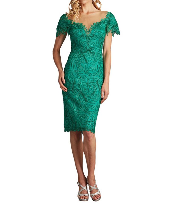 

Платье Burgess с вышивкой и кружевом Tadashi Shoji, зеленый