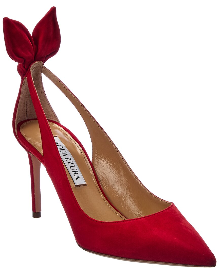 Замшевые туфли Aquazzura Bow Tie 85, красный